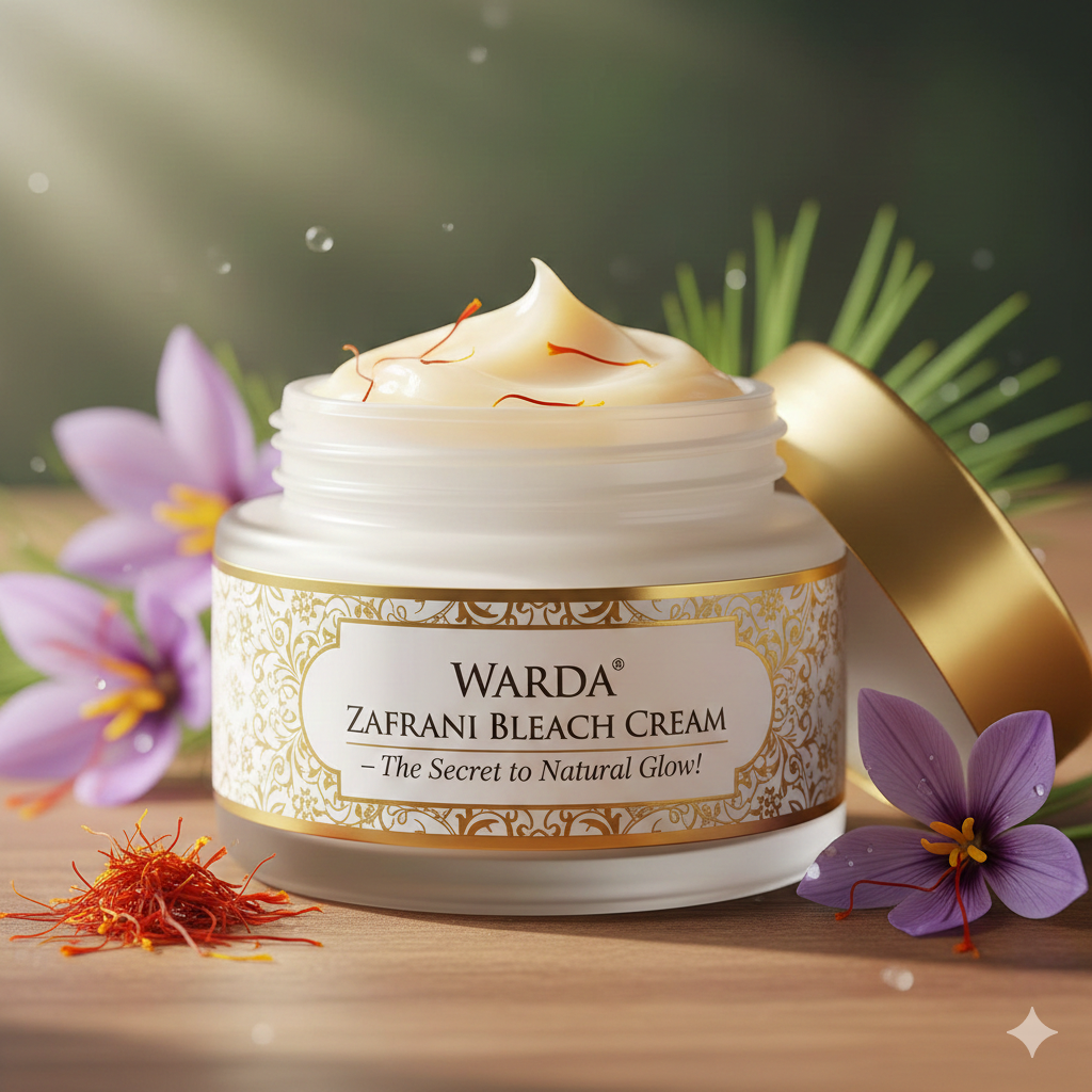 Jar of Warda Zafrani Bleach Cream with saffron extract for natural skin glow and fairness